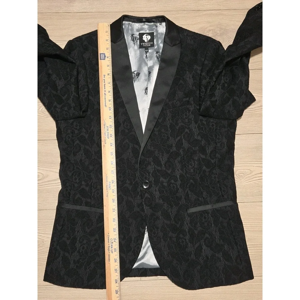 Twisted Tailor Suit Jacket Blazer Floral Mens Size 40 R Serde‎ Grey / Black